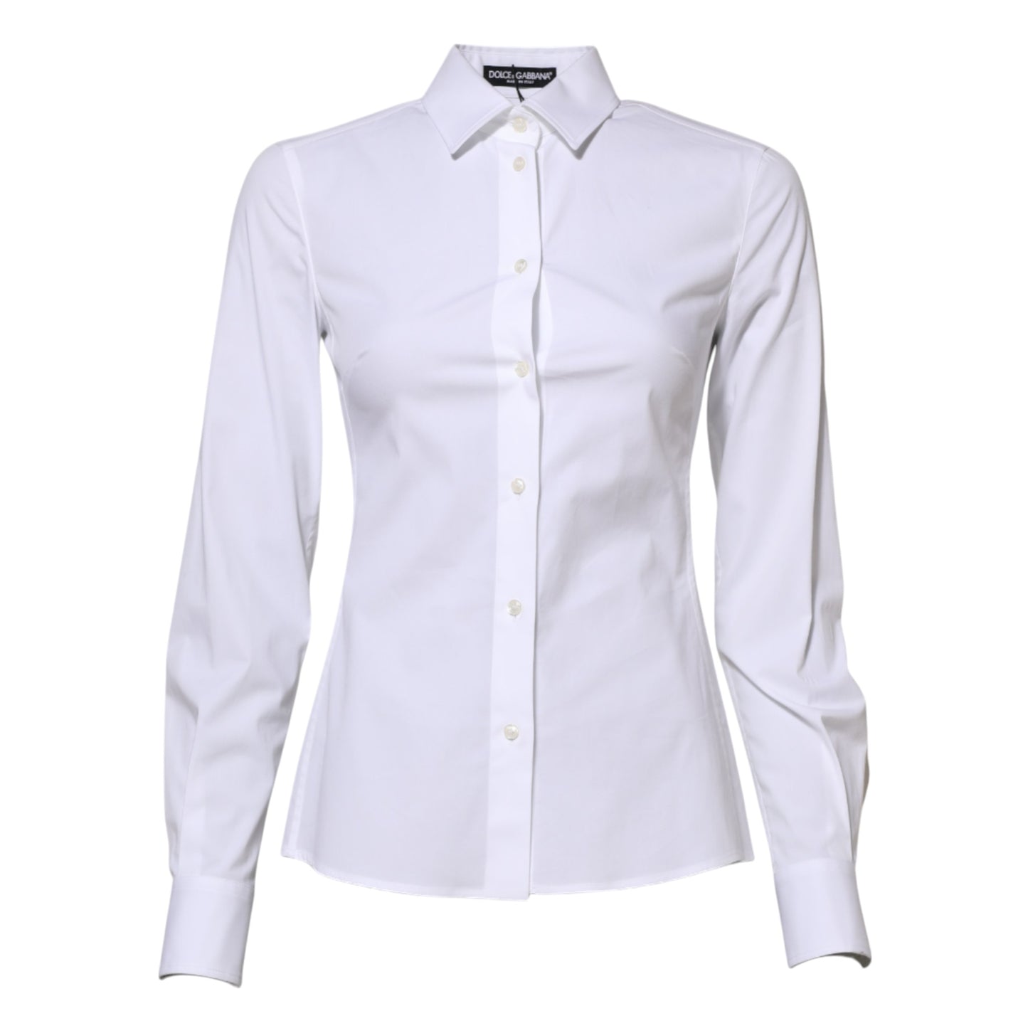 White Cotton Long Sleeves Collared Shirt Top