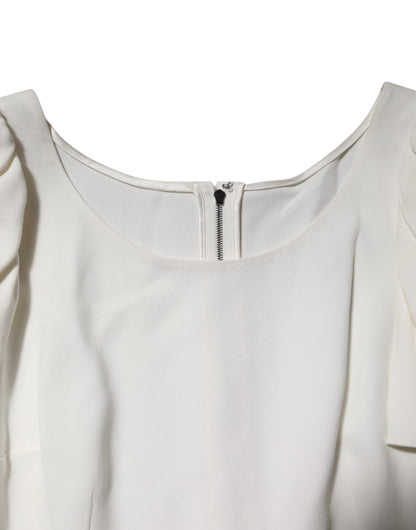 White Round Neck Short Sleeves Blouse Top
