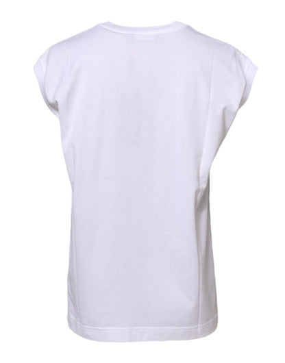 White Cotton Sleeveless Women Tank T-shirt