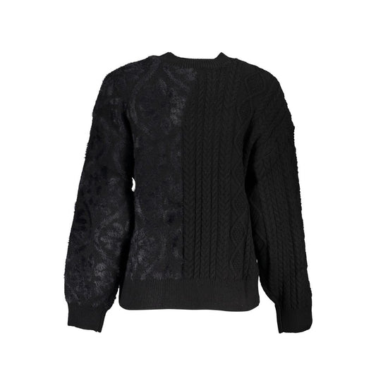 Black Cotton Women Sweater with Turtleneck