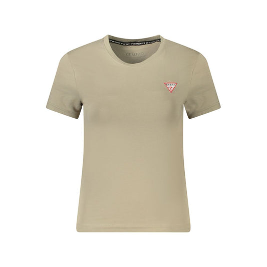 Beige Organic Cotton Women T-Shirt