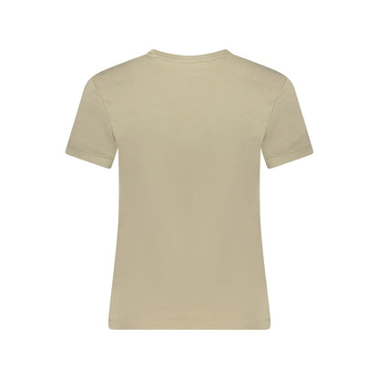 Beige Organic Cotton Women T-Shirt