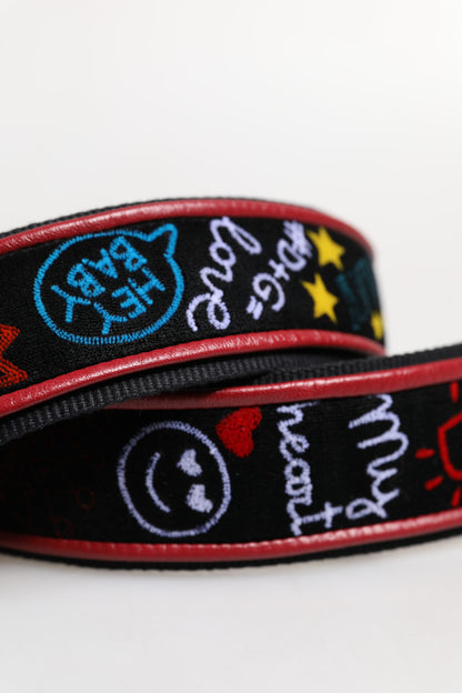 Black Cotton Printed Women Bag Accessory Shoulder Strap