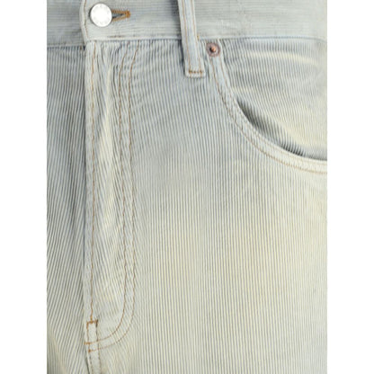 Blue Cotton Casual Pants