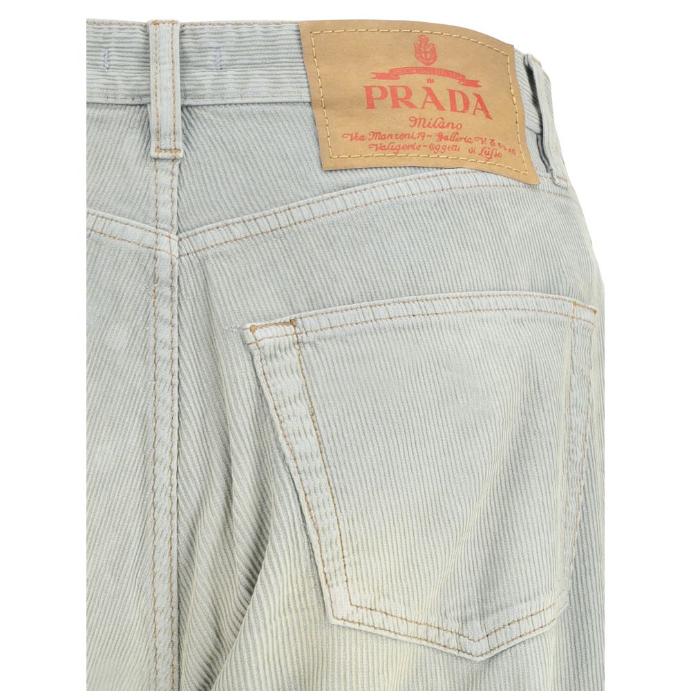 Blue Cotton Casual Pants