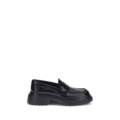 Black Rubber Platform Loafers