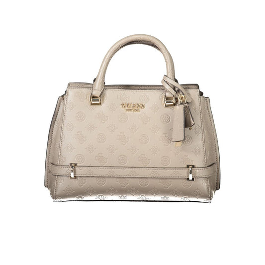 Beige Polyurethane Women Handbag