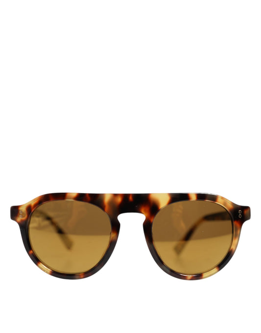 Brown Acetate Round Leopard Print Eyewear Sunglasses