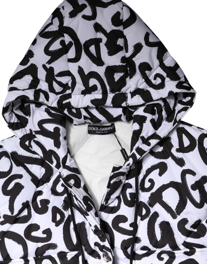 White DG Mania Hooded Sleeveless Puffer Jacket