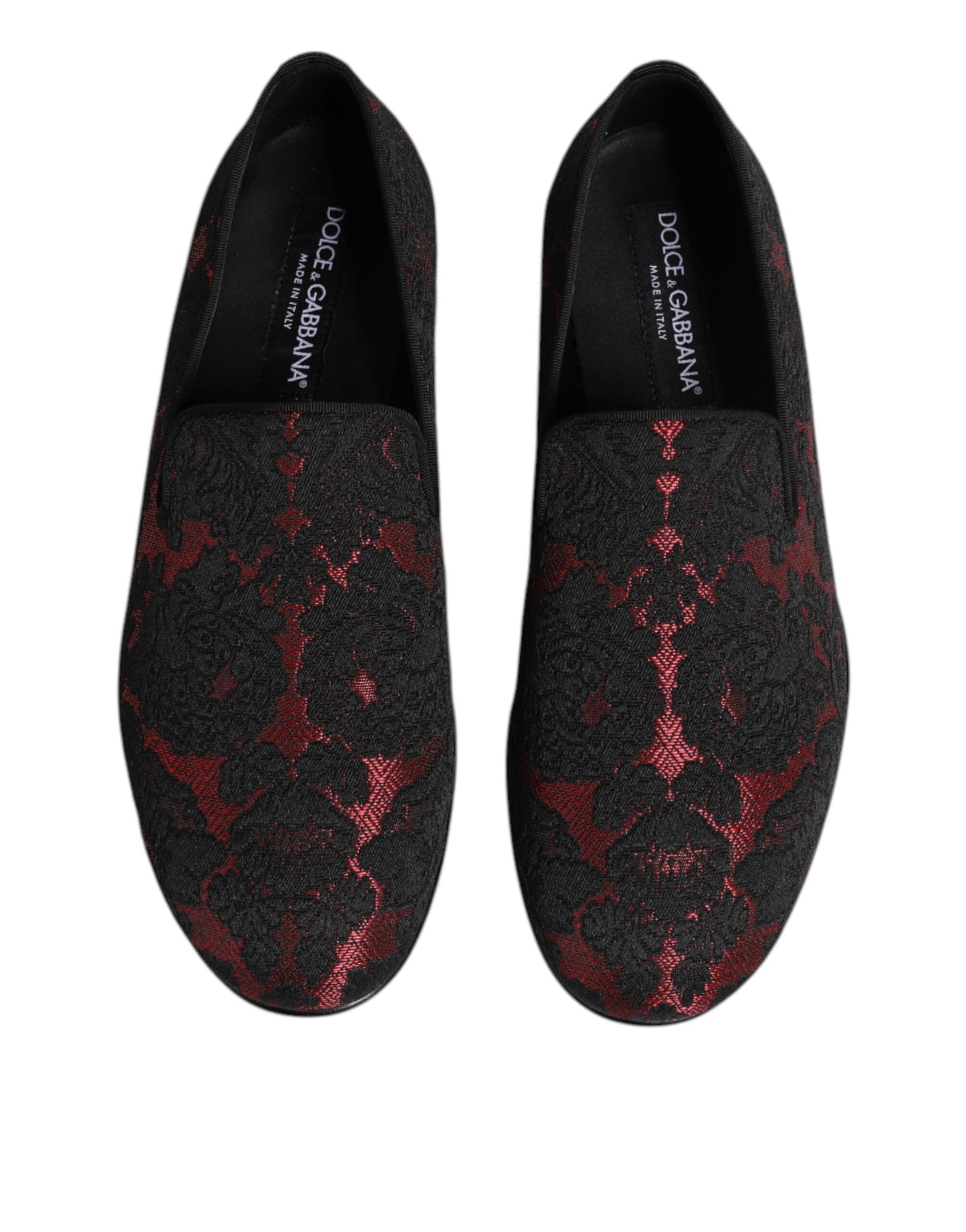 Red Black Jacquard Slip On Men Loafers Shoes