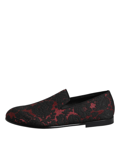 Red Black Jacquard Slip On Men Loafers Shoes