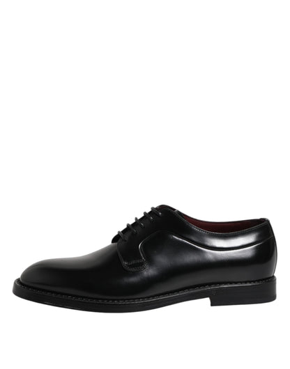 Black Calf Leather Lace Up Dress Derby Shoes