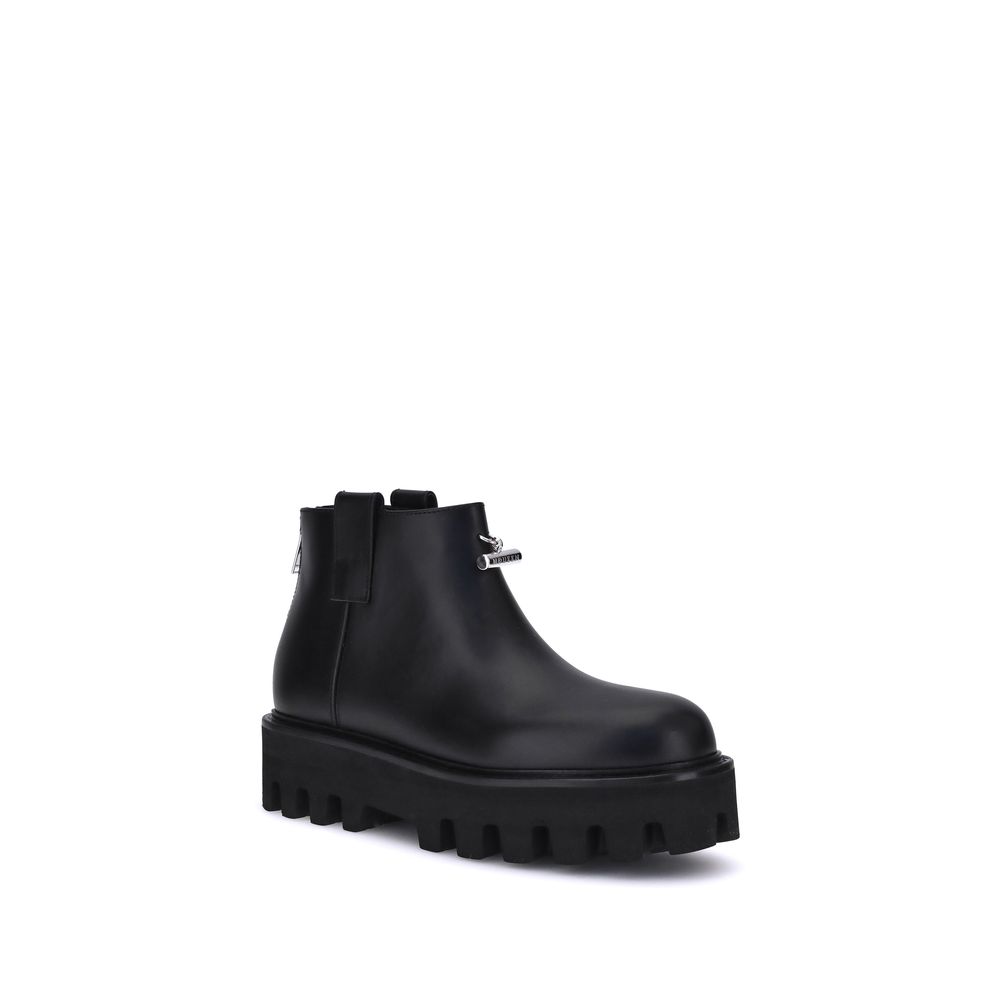 Black Calf Leather Bos Taurus Ankle Boots