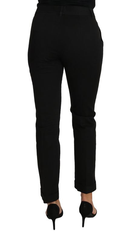 Elegant Black Cotton Dress Pants