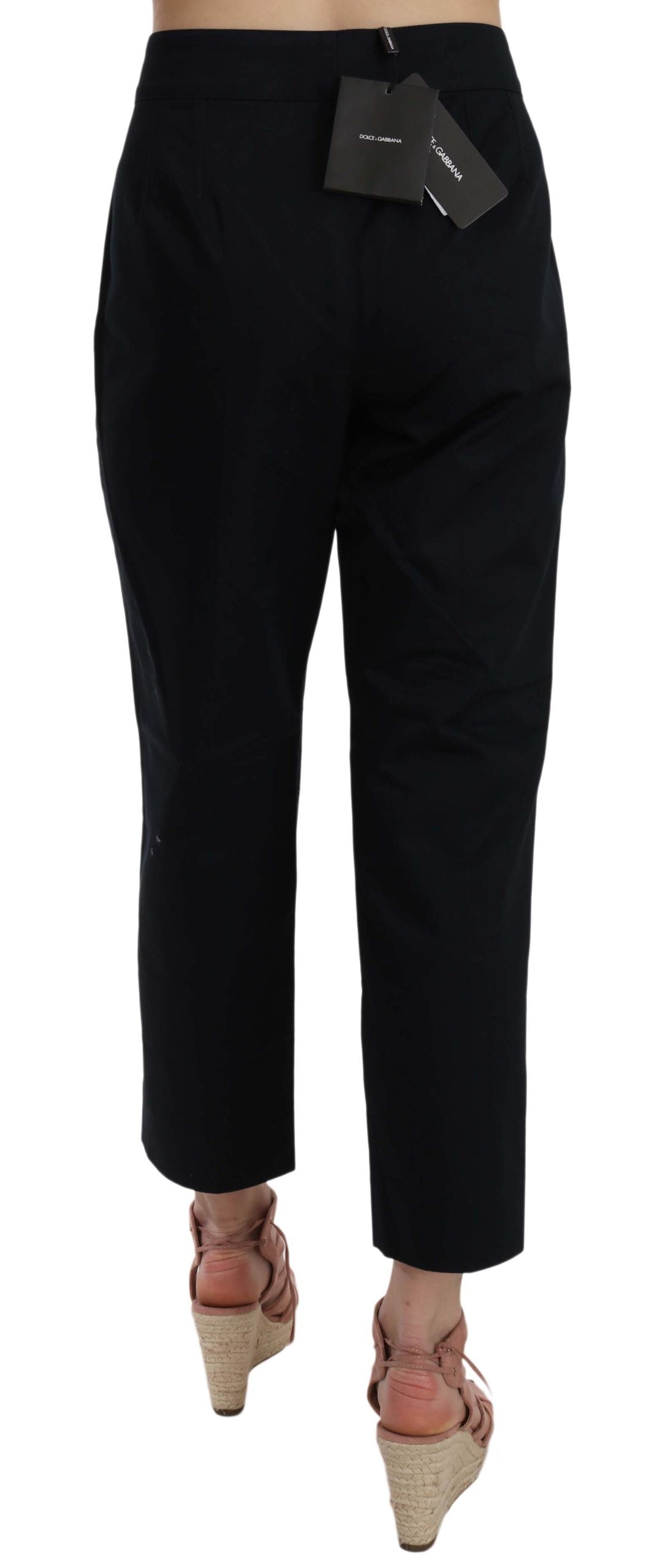 Chic Black Cotton Trousers