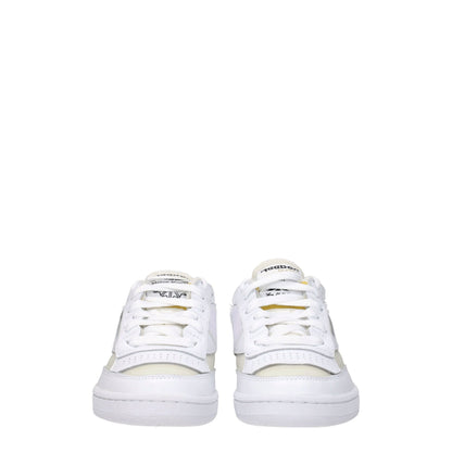 White Fabric Low Top Sneakers