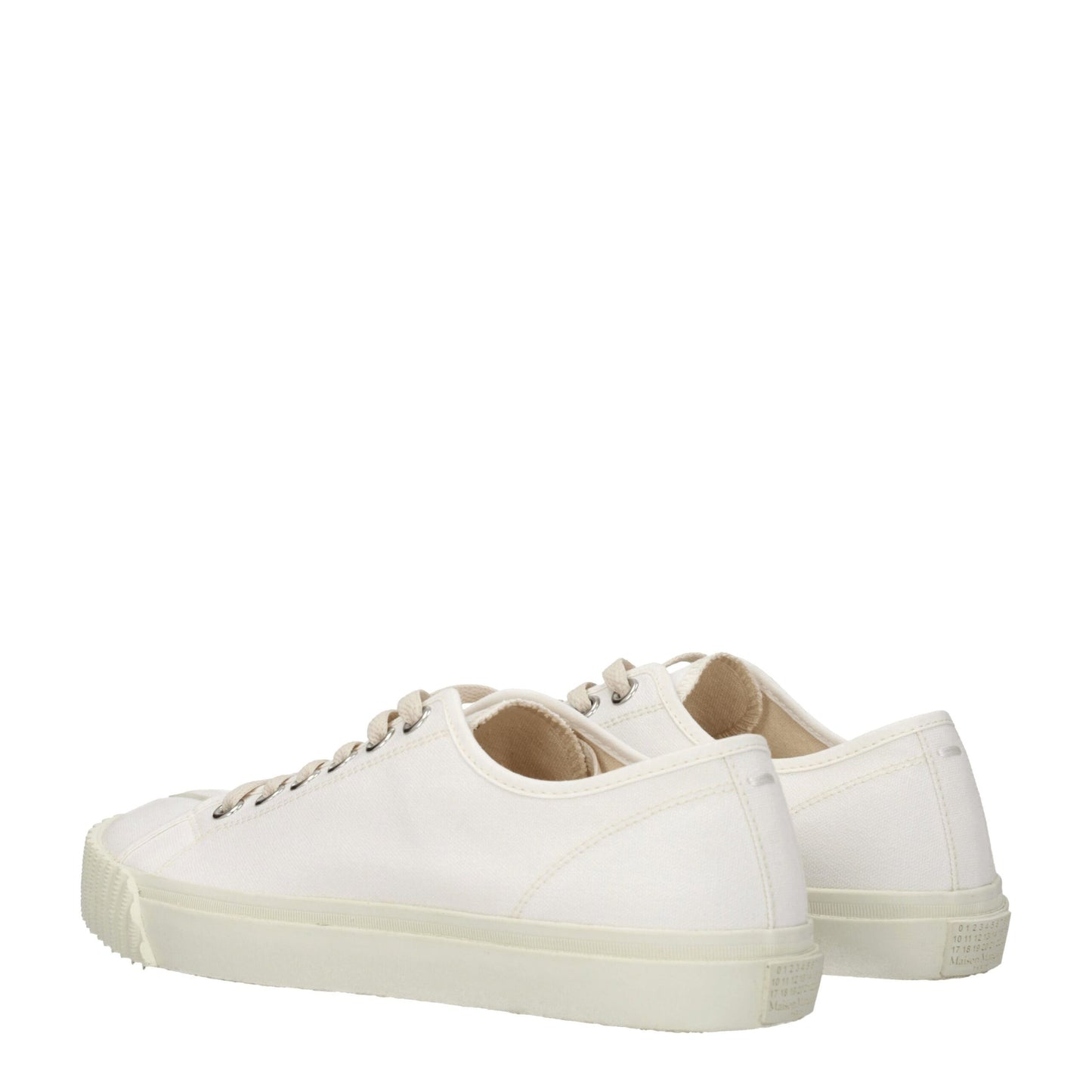 White Fabric Low Top Sneakers
