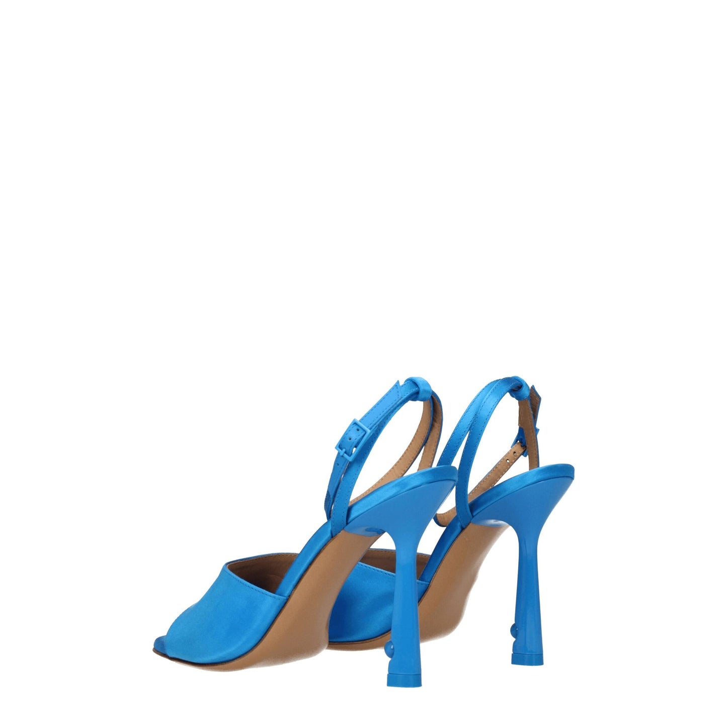 Blue Satin Stiletto Heel Sandals