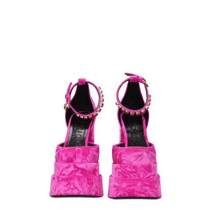 Pink Velvet Platform Sandals