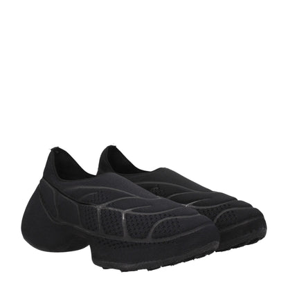 Black Fabric Slip-On Loafers