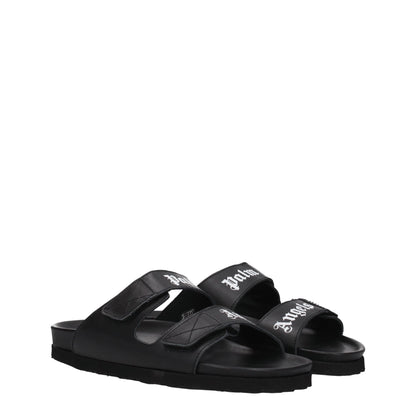 Black Leather Slippers