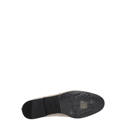 Beige Fabric Slip-On Loafers