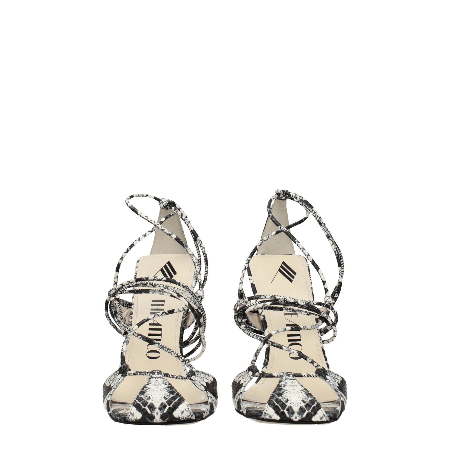 White Leather Stiletto Heel Sandals