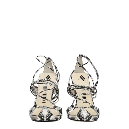 White Leather Stiletto Heel Sandals