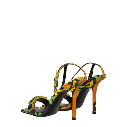 Multicolor Leather Stiletto Heel Sandals