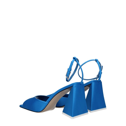 Blue Satin Stiletto Heel Sandals