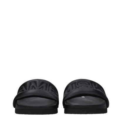 Black Leather Slippers