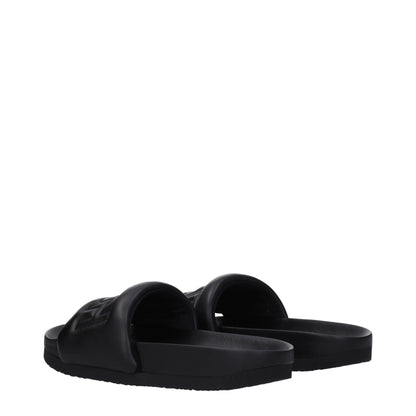 Black Leather Slippers
