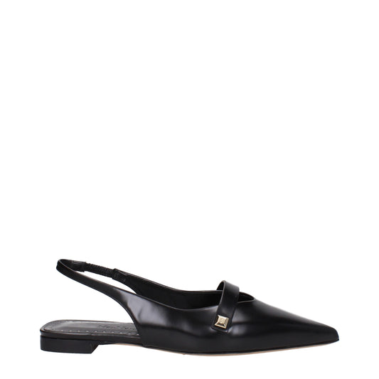 Black Leather Ballet Flats