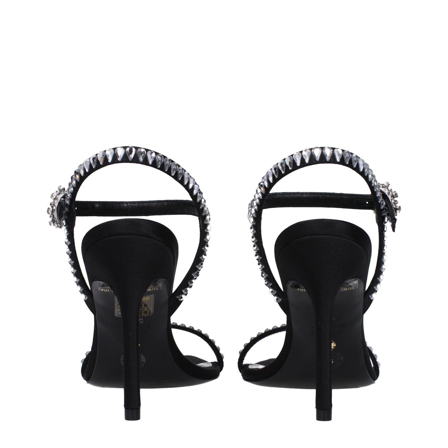 Black Satin Stiletto Heel Sandals