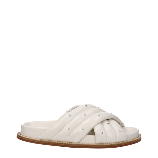 Beige Leather Slippers