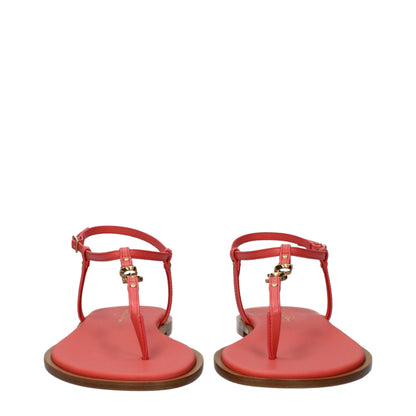 Pink Leather Flip-Flop Sandals
