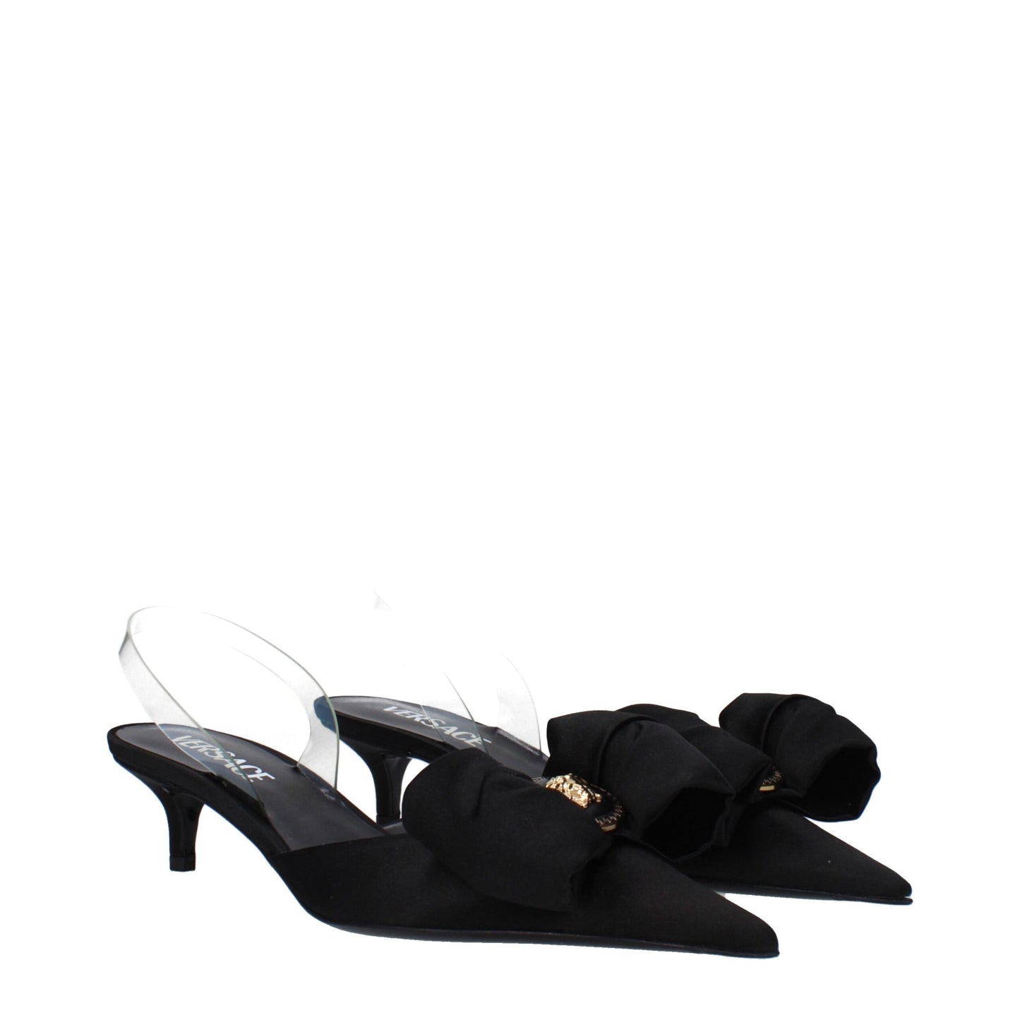 Black Satin Flat Sandals