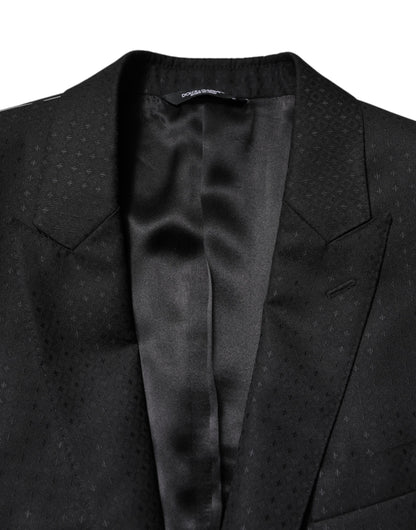 Black Jacquard Single Breasted 2 Piece Suit