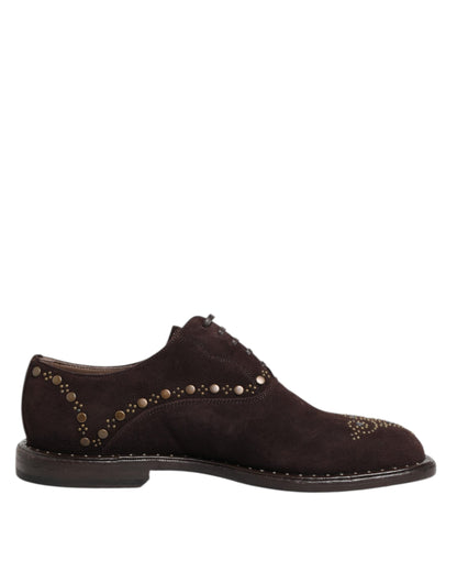 Brown Velvet Lace Up Oxford Dress Shoes