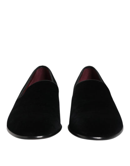 Black Velvet Slip On Loafers Men Formal Shoes