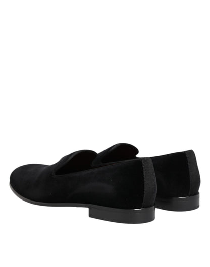 Black Velvet Slip On Loafers Men Formal Shoes
