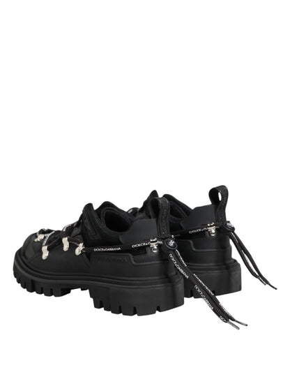 Black Low Top Lace Up Trekking Sneakers Shoes