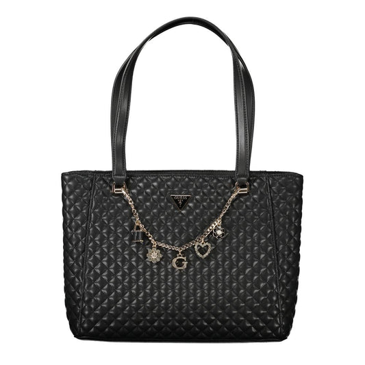 Black Polyurethane Women Handbag