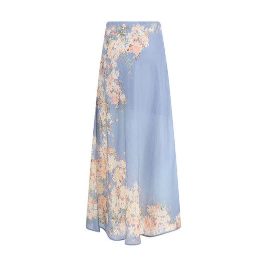 Light Blue Linen Long Skirt