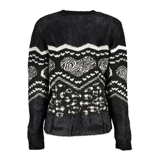 Black Acrylic Women Sweater with Metallic Fiber