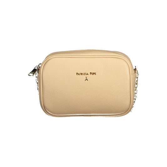Beige Leather Women Shoulder Bag