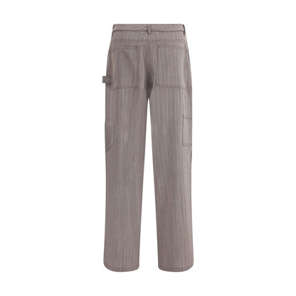 Brown Fleece Wool Casual Pants