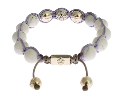 Elegant Silver Purple CZ & Howlite Bracelet