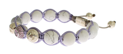 Elegant Silver Purple CZ & Howlite Bracelet