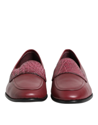 Burgundy Leather Formal Slip On Shoes